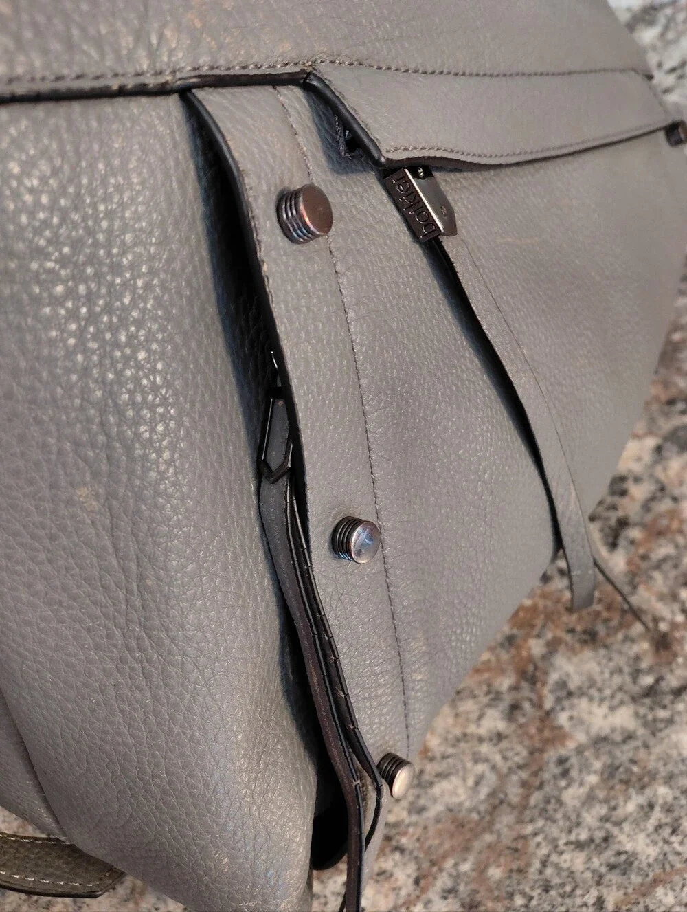 Botkier Gray Pebbled Leather Studded Backpack **read Description